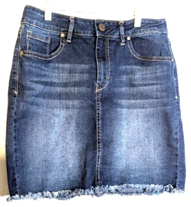 Distressed Denim Mini Skirt Size 10 With Frayed Hem By 1822 30/17 - Picture 1 of 6