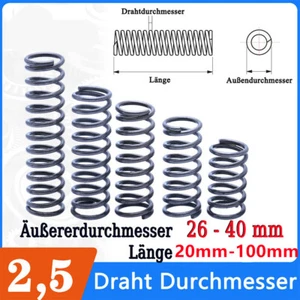 Druckfeder 2,5 mm Drahtdurchmesser Federstahl Kleine Feder / Spiralfeder - Picture 1 of 12