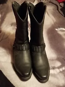 Men's Harley Davidson PECOS Boots Western Black Leather Harness Size 8.5 NLA - Picture 1 of 4