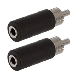2x RCA Male to 3.5mm 1/8" Mono Female Audio Adapter Converter Connector Nickel - Picture 1 of 2