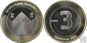 manueduc 3 EUROS ESLOVENIA 2011 20 AÑOS INDEPENDENCIA SAMOSTOJNA NUEVA - Foto 1 di 1