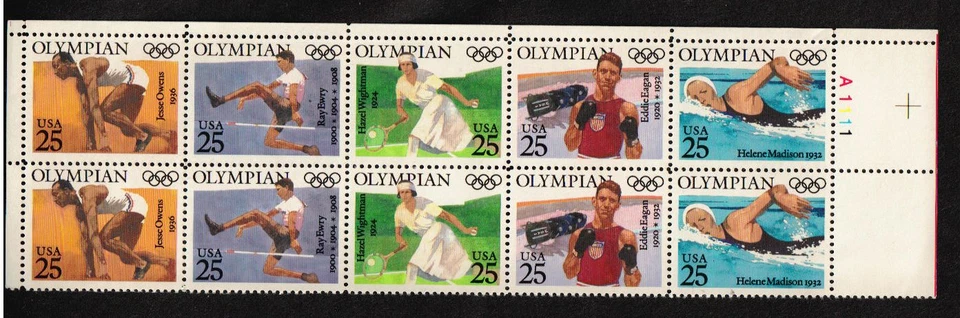 Scott #2496/2500...25 Cent...Olympians...Plate Block of 10 - Image 1 of 1