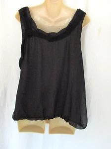 LOFT Ann Taylor top boat neck Medium black mesh overlay gray knit back - Picture 1 of 6