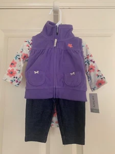 NEW NWT "CARTER'S BABY GIRLS'' 3-Piece Micro Set Vest Jeggings Long Sleeve 3 m - Picture 1 of 6