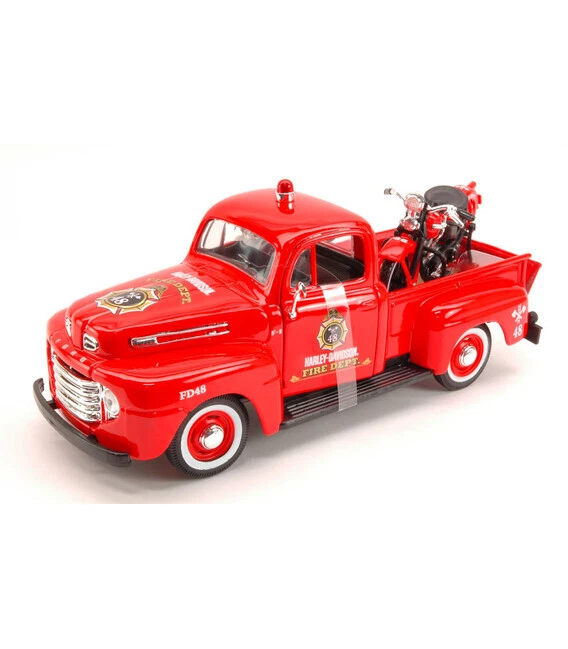 FORD F-1 PICK UP 1948 + HARLEY DAVIDSON 1936 EL KNUCKLEHEAD 1:24 - Immagine 1 di 1