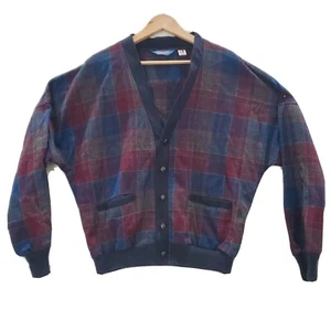 Pendleton Men's Large Virgin Wool Plaid Cardigan Sweater Button Front - Picture 1 of 8