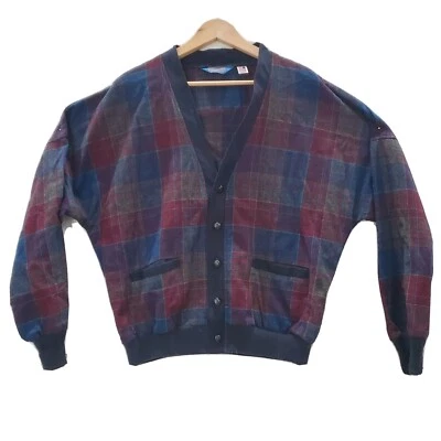 Pendleton Men's Large Virgin Wool Plaid Cardigan Sweater Button Front - Image 1 of 4