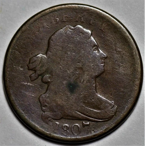 1807 Draped Bust Half Cent - US 1/2c Copper Penny Coin - L37 Cover