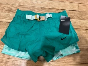 Nike Girl's Size XS Green 2-in-1 Tempo Tie-Dye Running Shorts $32 NWT #DA1302 - Picture 1 of 6