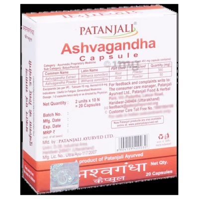 Ashvagandha Capsules | Ashwagandha 20 Capsules Pack - Stress Wellness - Image 1 of 4