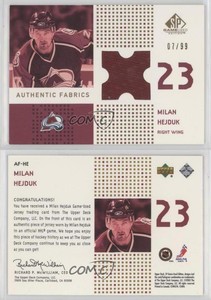 2002-03 SP Game Used Authentic Fabrics Gold /99 Milan Hejduk #AF-HE