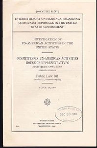 Investigación de Actividades Antiamericanas en los Estados Unidos 1948, Pub Law 601 - Imagen 1 de 2