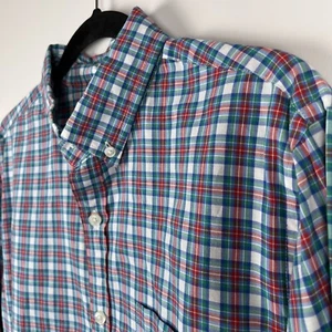Vineyard Vines Mens Medium Classic Fit Tucker Button Up Shirt Green Red Plaid - Picture 1 of 14