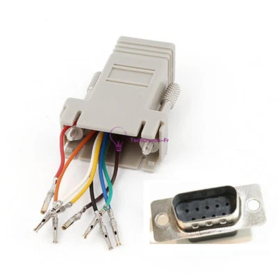 DB9 RS232 Male to RJ45 Female M/F Modular Adapter Connector Extender Convertor R
