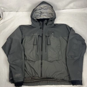 Simms Mens Goretex Wading Jacket Full Zip Hooded Gunmetal Gray Size 2XL - Picture 1 of 16