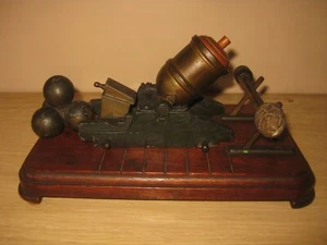 ANTIQUE SUPERB PERFECT BRONZE MORTAR BOMBARD CANNON MINIATURE 19th - Picture 1 of 8