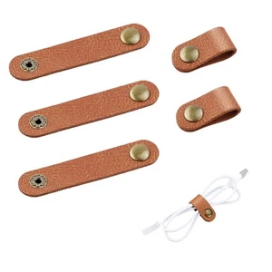 5 Pieces PU Leather Cord Organizer Reusable Cable Organizer Cord Keeper for C... - Picture 1 of 7