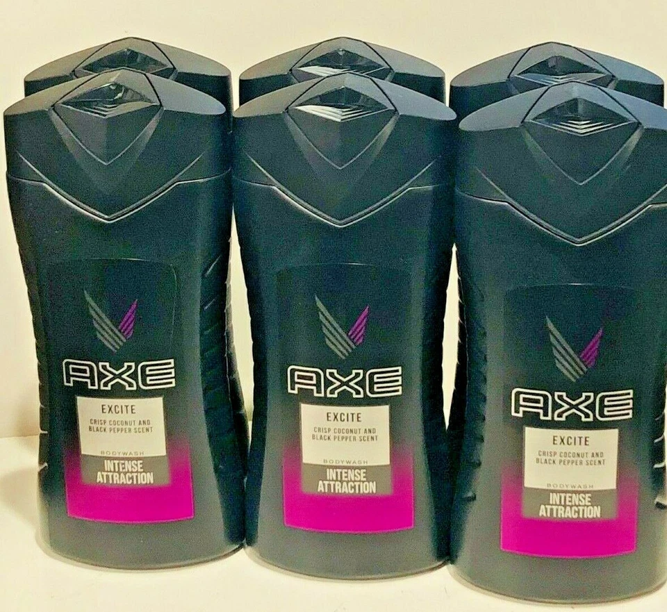 LAVADO CORPORAL HACHA EXCITE AROMA A COCO CRUJIENTE Y PIMIENTA NEGRA 6 BOTELLAS 250 ML Foto 1 de 1