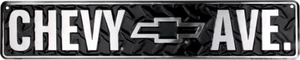 CHEVY AVE STREET SIGN DIAMOND 24" x5" EMBOSSED METAL CHEVROLET GM BOWTIE - Picture 1 of 3