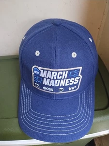 March Madness NCAA Strapback Hat tbs CBS TNT tru Blue Denim Canvas Basketball - Picture 1 of 13