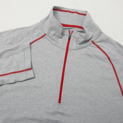 Pullover Cloudveil Para Hombre Gris Medio Rojo Cuarto Cremallera Manga Larga Atlético Exterior Foto 1 de 4