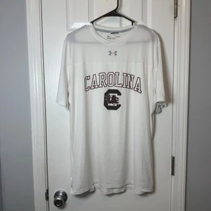 South Carolina Gamecocks Under Armour White Knit Shirt Large Loose Fit - Picture 1 of 3