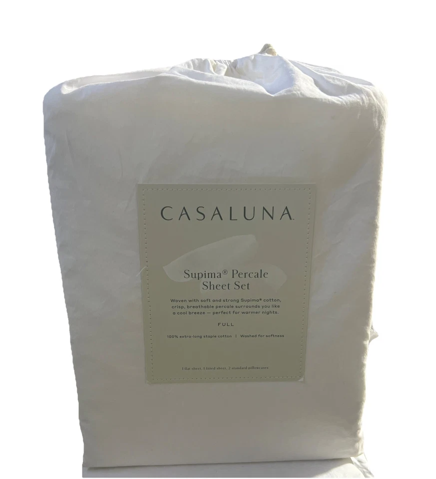 FLAT SHEET ONLY - Target Casaluna White FULL size Supima Percale - 85" "