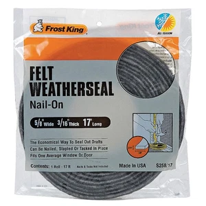 FROST KING S258/17H Weatherseal,17 ft.,Gray,Felt PK 10 - Picture 1 of 1