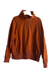A New Day kurz geschnittenes Damen-Sweatshirt mit 1/4-Reißverschluss in Burnt Orange ~ Größe XL - Bild 1 von 9