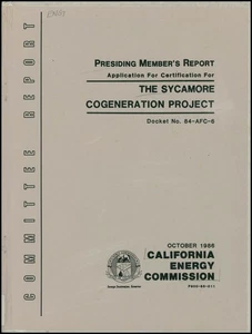 Presiding Members Report: Application for Certification for The Sycamore Cogen.. - Picture 1 of 1