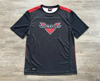 Camiseta negra Victory Motorcycle camiseta de carreras rendimiento grande motociclista para hombre logotipo Foto 1 de 4