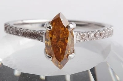 Diamond Ring 1,80ct Natural Fancy Deep Brownish Orangy Yellow GIA Expertise — 第 1/4 张图片