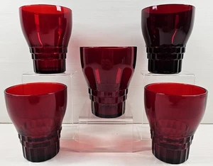 Set 5 bicchieri Anchor Hocking Windsor Royal Ruby 10 oz vintage base cubo MCM lotto - Foto 1 di 24