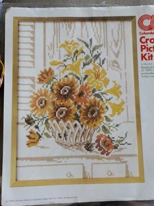 RARO Kit punto croce Columbia Minerva 12"x16" cesto di girasoli - Foto 1 di 11