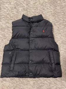 Vintage Polo Ralph Lauren Down Puffer Vest Black Men’s Large. HAS HOLE - Picture 1 of 8