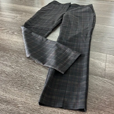EUC Rachel Zoe Slim Trousers Sz 4 Wine Black Gray Plaid Stretch Ankle Work Pant - Image 1 of 4