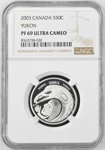 Canadá 2003 50 centavos de plata NGC PF-69 ultra camafeo Yukon - Imagen 1 de 2