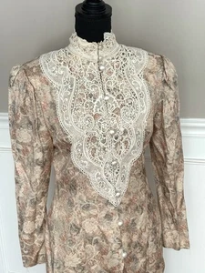 Vintage early Jessica McClintock floral and lace suit jacket dress size 10 - Picture 1 of 17