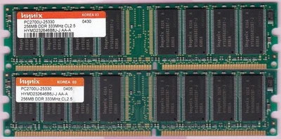 512MB 2x256MB PC2700 DDR-333 HYNIX HYMD232646B8J-J AA-A DDR1 Ram Memory Kit DIMM - Image 1 of 4
