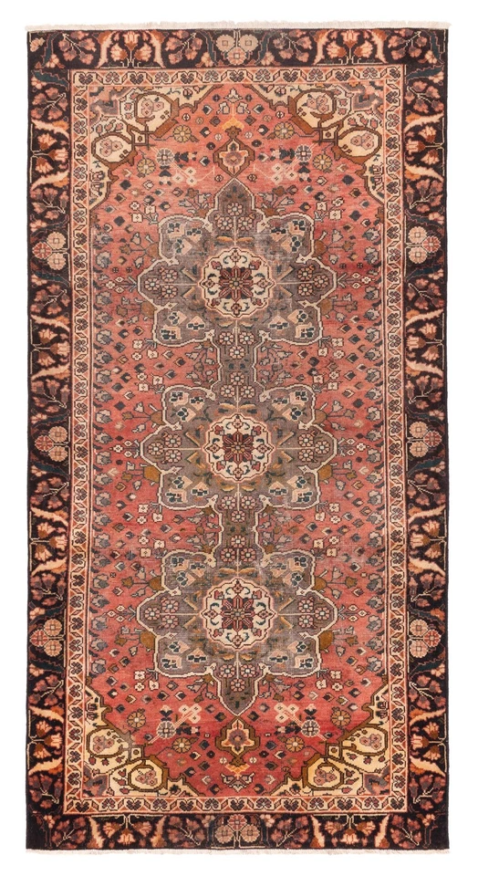 Vintage Geometric Area Rug 4'9" x 9'5" Traditional Hand-Knotted Wool Carpet - Image 1 of 4