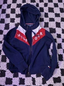 Tommy Hilfiger Sport Jacket Womens Blue Full Zip Long Sleeve Fleece Logo Size L - Picture 1 of 3