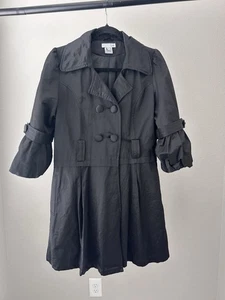 Luii Damen schwarz Kragen Knopf Jacke Kleid 3/4 Glocke Puffärmel Größe L - Bild 1 von 10
