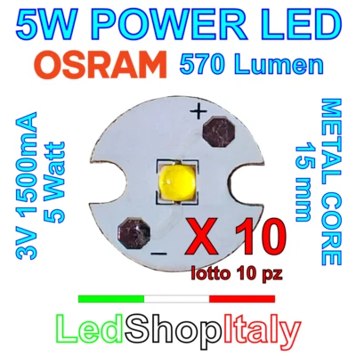 10x Diodi LED Chip Led Bianco Freddo 5W 1500mA 6500K Led OSRAM - Lotto 10pz - Immagine 1 di 2