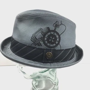 GOORIN BROS FEDORA HAT Men's Large Pocket Watch Admit One Light Blue Steampunk - Picture 1 of 13