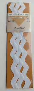 NOS Vintage Wrights Zackenlitze Polyester 1,5 Yards weiß groß UNGEÖFFNET - Bild 1 von 7
