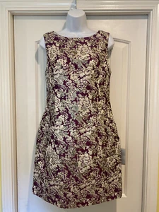 NWOT Laundry by Shelli Segal Size 8 Purple Silver Sheen Lined High Neck Dress - Picture 1 of 12