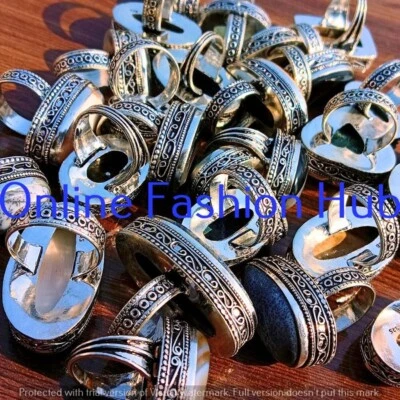 Quartz & Mix Gemstone Rings 925 Sterling Silver Plated Bulk Lot Antique Ring - Image 1 of 4