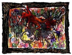 Original JUSTIN AERNI collab 2020 Painting dark : WH0RES & RUMORS OF WH0RES - Bild 1 von 1
