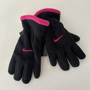 Nike Youth Girls Fleece Glove Black Pink 7/12 - Picture 1 of 2