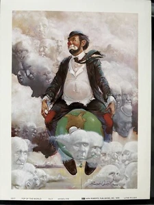 Vintage gerahmte Robert Owen Clown Litho Top of the World - Bild 1 von 1
